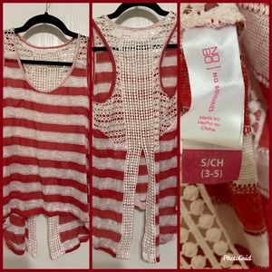 Knit semi open back tank top.